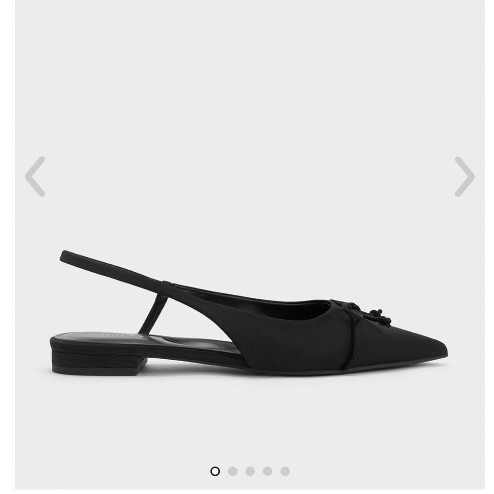 Charles + Keith - Black Flat Slingbacks - size 7